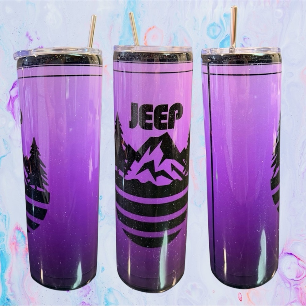 New 30 ounce Jeep Mountain theme tumbler. Get ready for Jeep season!!